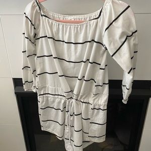 black and white striped romper